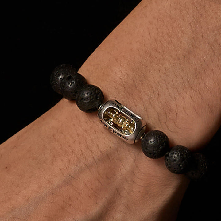 Buddha Stones Pierre de lave naturelle Om Mani Padme Hum Dorje Vajra Bracelet de guérison - image 2