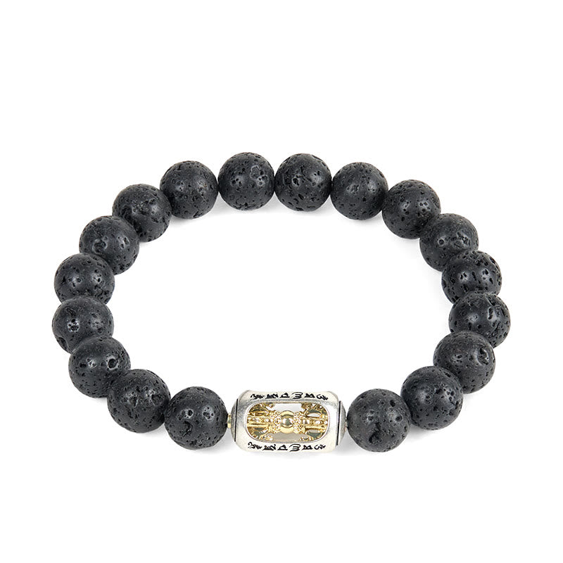 Buddha Stones Pierre de lave naturelle Om Mani Padme Hum Dorje Vajra Bracelet de guérison - image 4