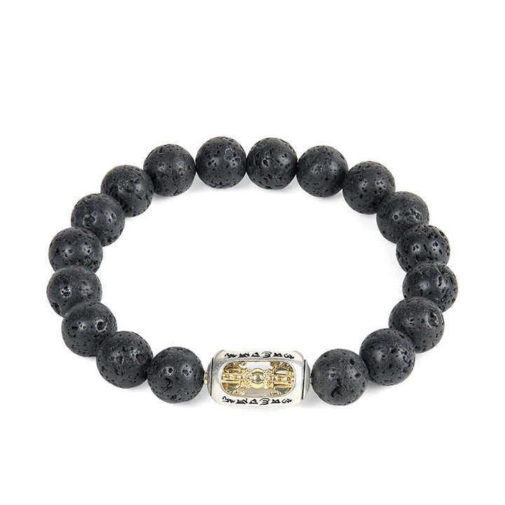 Buddha Stones Pierre de lave naturelle Om Mani Padme Hum Dorje Vajra Bracelet de guérison - image 4
