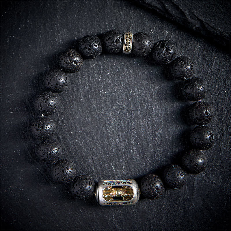 Buddha Stones Pierre de lave naturelle Om Mani Padme Hum Dorje Vajra Bracelet de guérison - image 12