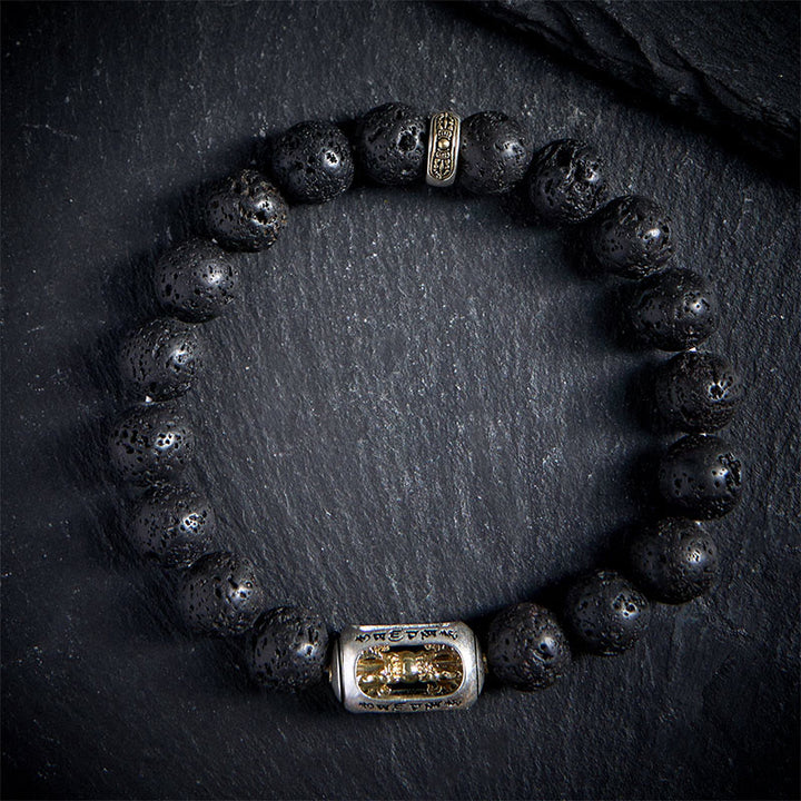 Buddha Stones Pierre de lave naturelle Om Mani Padme Hum Dorje Vajra Bracelet de guérison - image 12