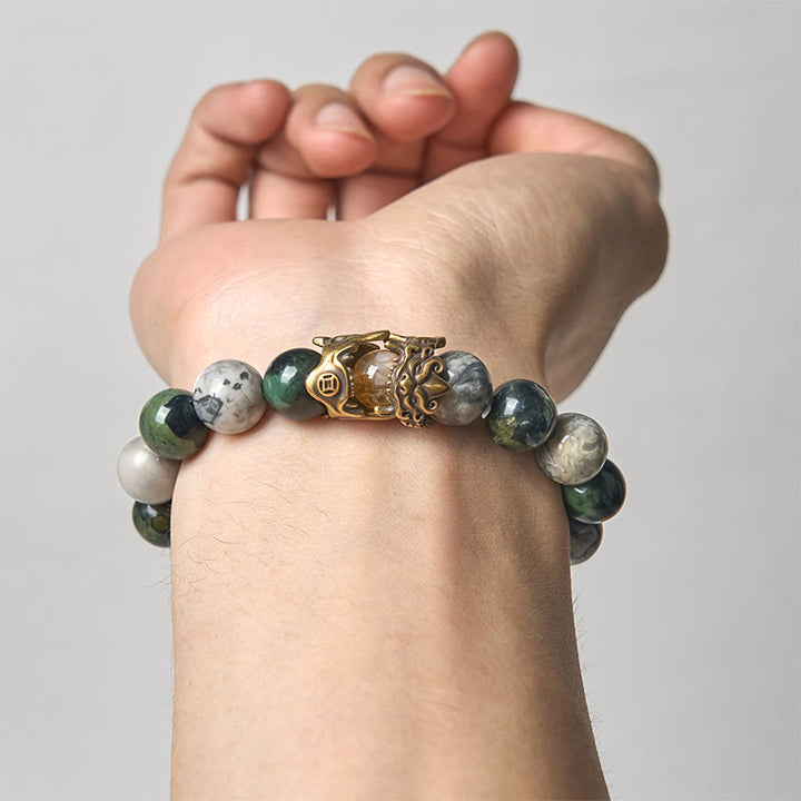 Bracelet de protection PiXiu en Buddha Stones , jaspe gris, jaspe Kambamba, citrine, signe du zodiaque du cheval - image 3