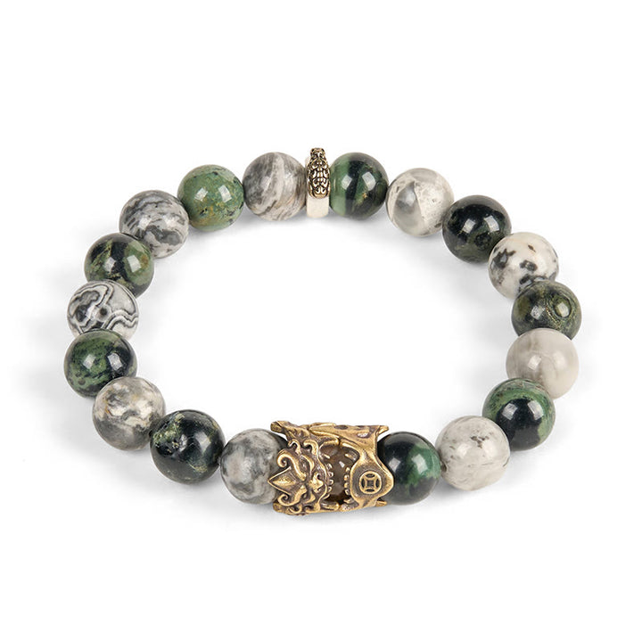 Bracelet de protection PiXiu en Buddha Stones , jaspe gris, jaspe Kambamba, citrine, signe du zodiaque du cheval - image 4
