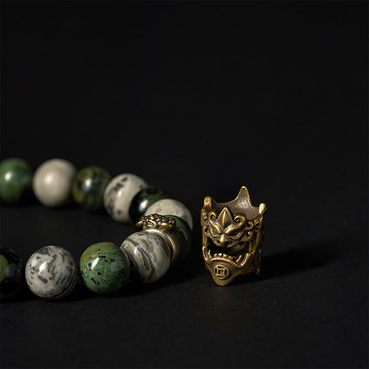 Bracelet de protection PiXiu en Buddha Stones , jaspe gris, jaspe Kambamba, citrine, signe du zodiaque du cheval - image 6