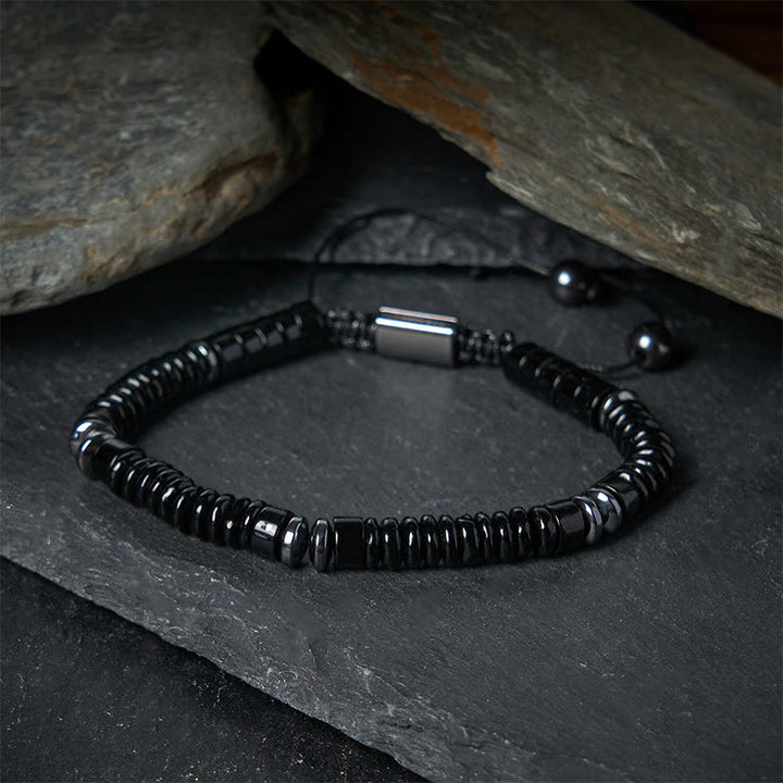 Bracelet en corde de force Buddha Stones, petit, obsidienne noire, aventurine verte, jaspe gris, œil de tigre - image 1
