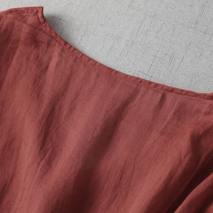 Robe mi-longue à manches bouffantes et cordon de serrage avec broderies de Buddha Stones et poches - image 12