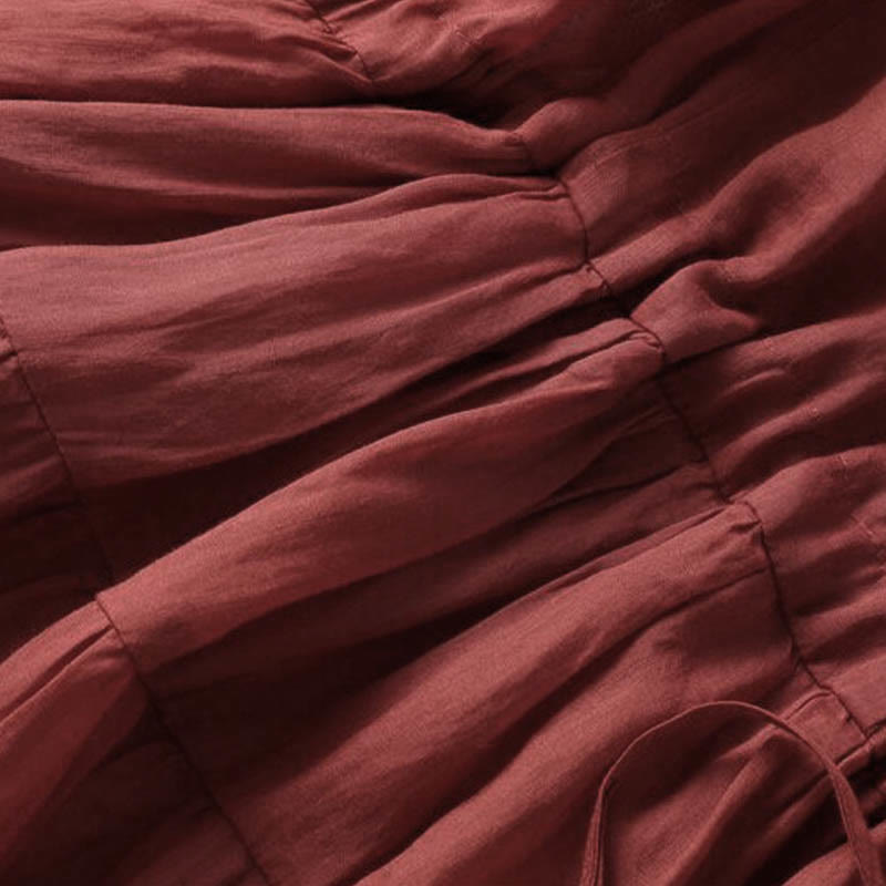 Robe mi-longue à manches bouffantes et cordon de serrage avec broderies de Buddha Stones et poches - image 13