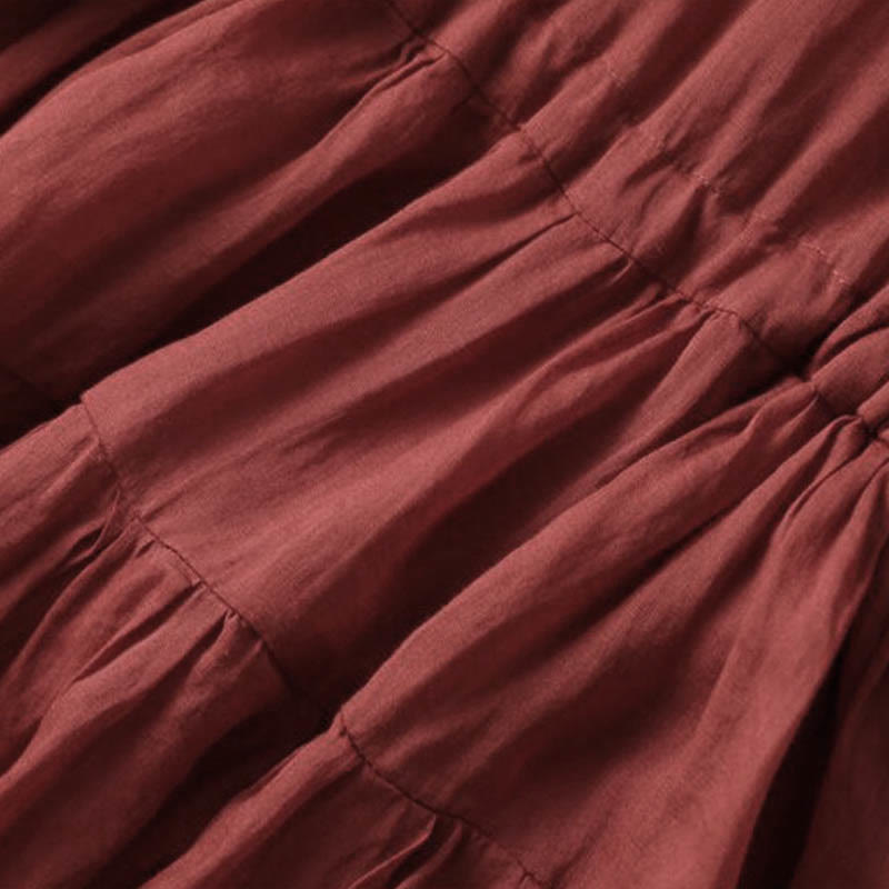 Robe mi-longue à manches bouffantes et cordon de serrage avec broderies de Buddha Stones et poches - image 10
