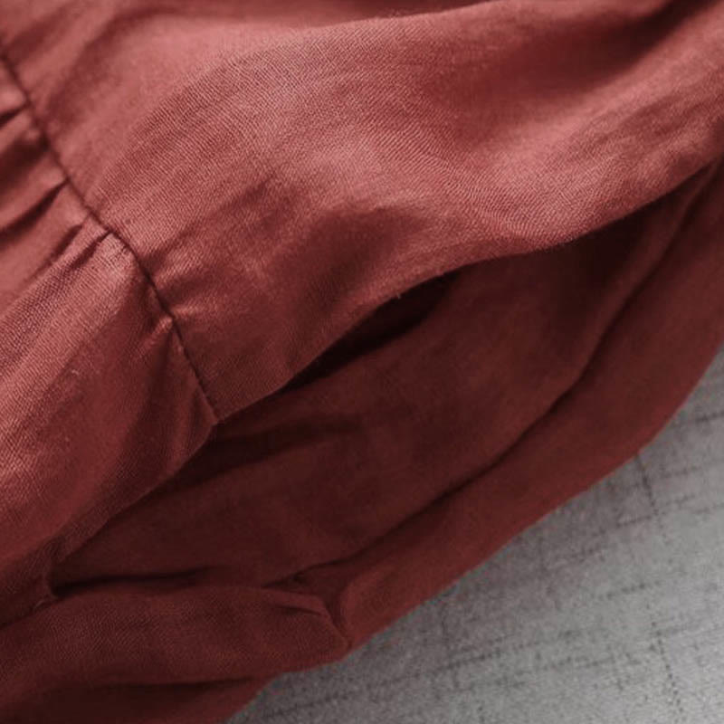 Robe mi-longue à manches bouffantes et cordon de serrage avec broderies de Buddha Stones et poches - image 8