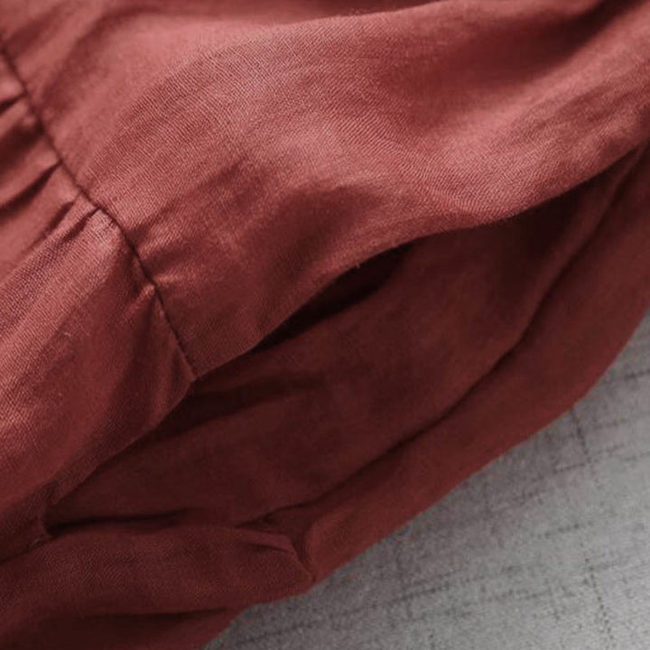 Robe mi-longue à manches bouffantes et cordon de serrage avec broderies de Buddha Stones et poches - image 8