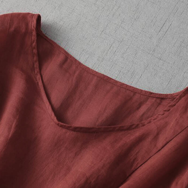 Robe mi-longue à manches bouffantes et cordon de serrage avec broderies de Buddha Stones et poches - image 14