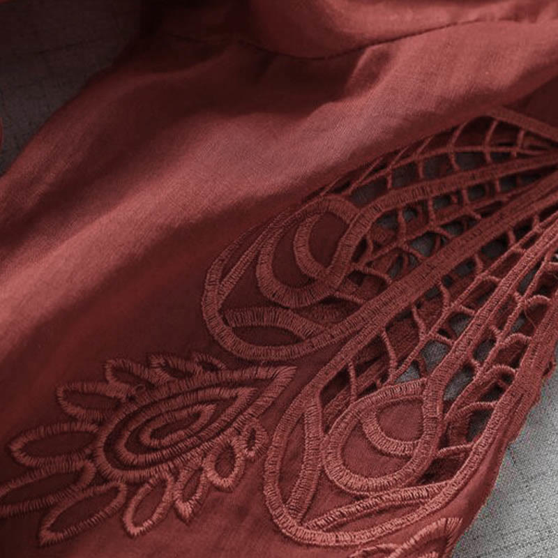 Robe mi-longue à manches bouffantes et cordon de serrage avec broderies de Buddha Stones et poches - image 18