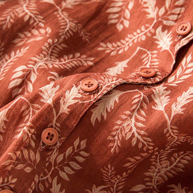 Robe mi-longue à manches mi-longues et motifs floraux contrastés avec poches et Buddha Stones - image 25