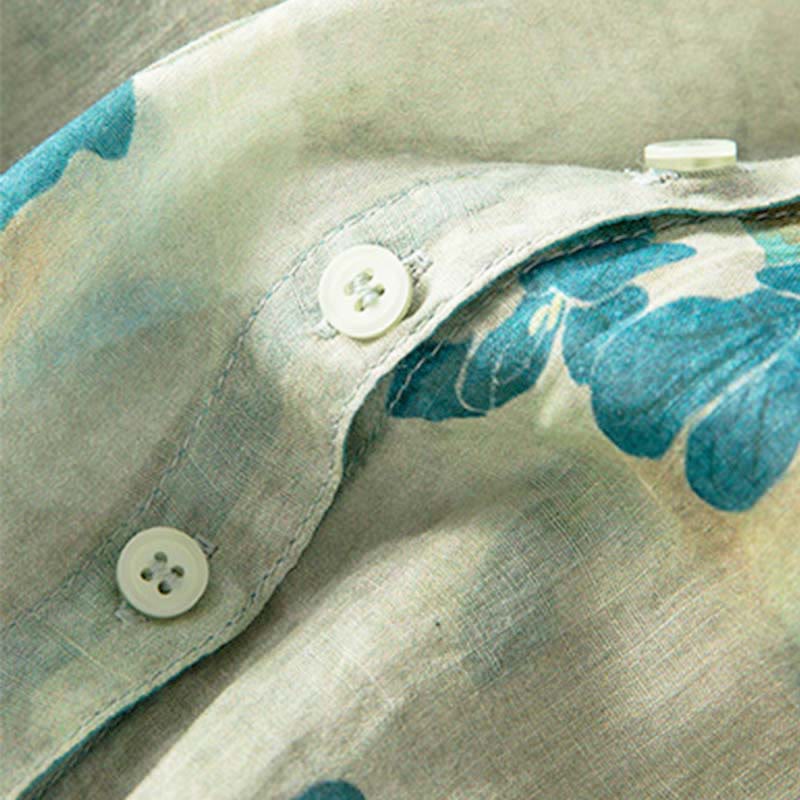 Robe mi-longue à manches mi-longues et motifs floraux contrastés avec poches et Buddha Stones - image 10