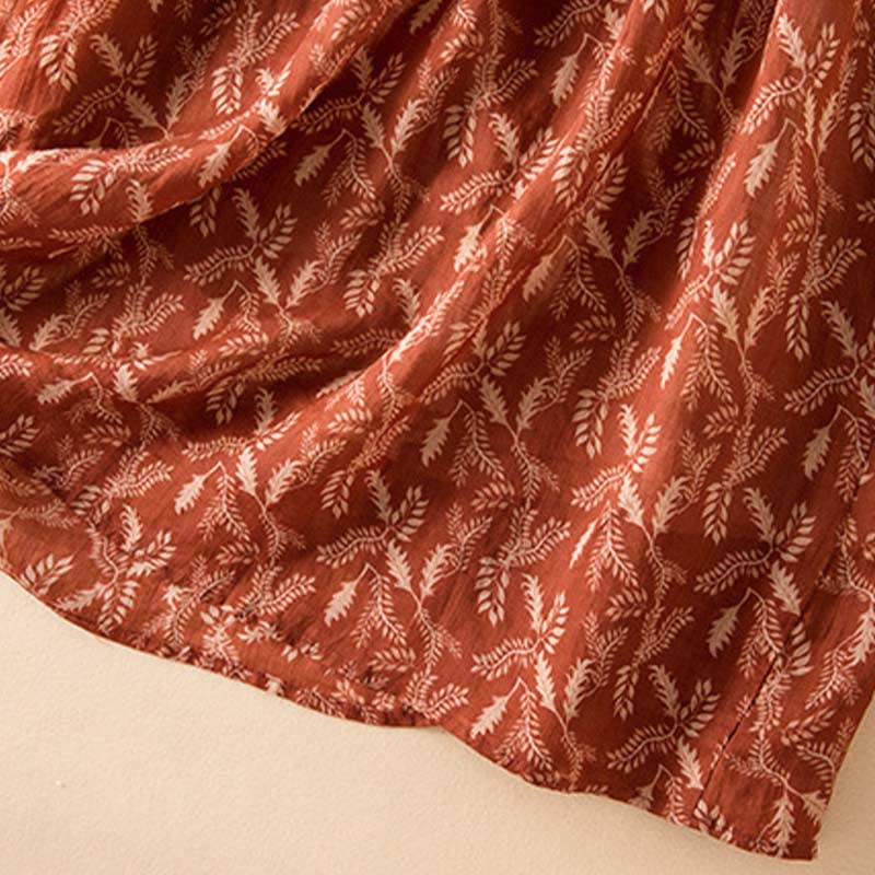 Robe mi-longue à manches mi-longues et motifs floraux contrastés avec poches et Buddha Stones - image 24