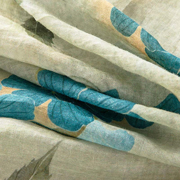 Robe mi-longue à manches mi-longues et motifs floraux contrastés avec poches et Buddha Stones - image 4