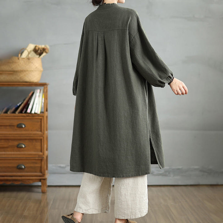 Manteau femme décontracté à boutons brandebourg et poches, motif Buddha Stones - image 9