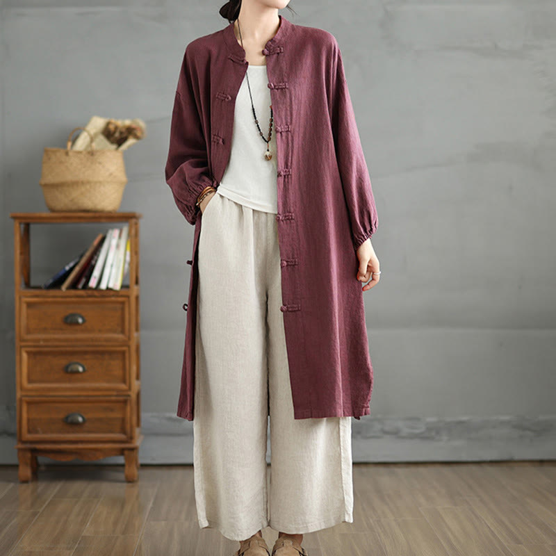 Manteau femme décontracté à boutons brandebourg et poches, motif Buddha Stones - image 3
