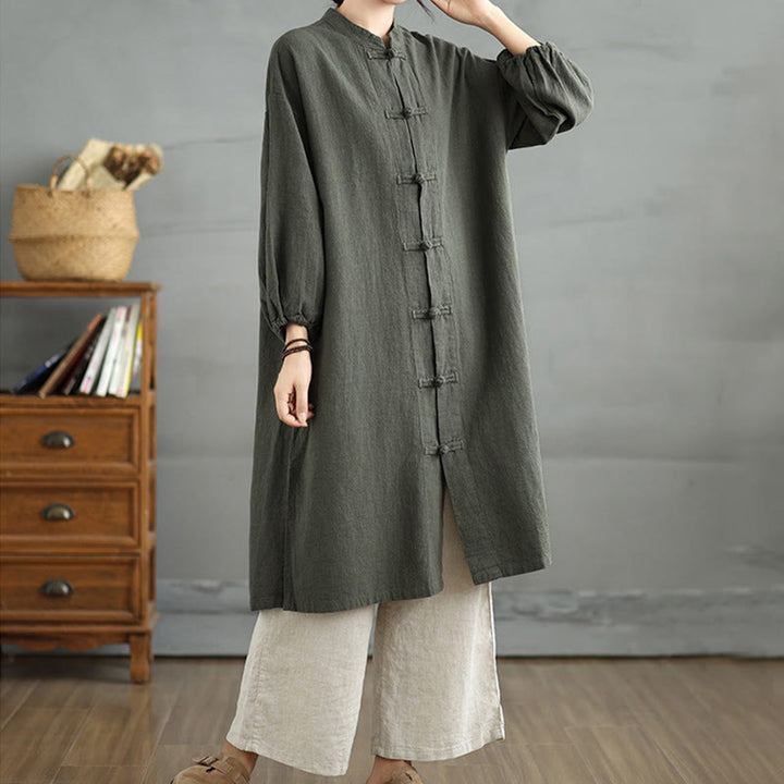 Manteau femme décontracté à boutons brandebourg et poches, motif Buddha Stones - image 10