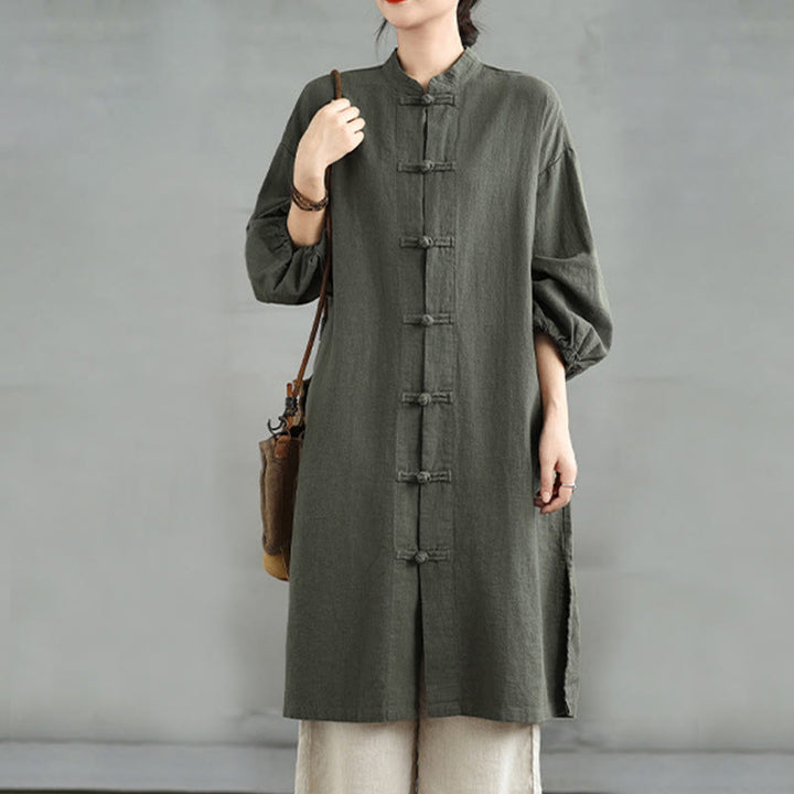 Manteau femme décontracté à boutons brandebourg et poches, motif Buddha Stones - image 8