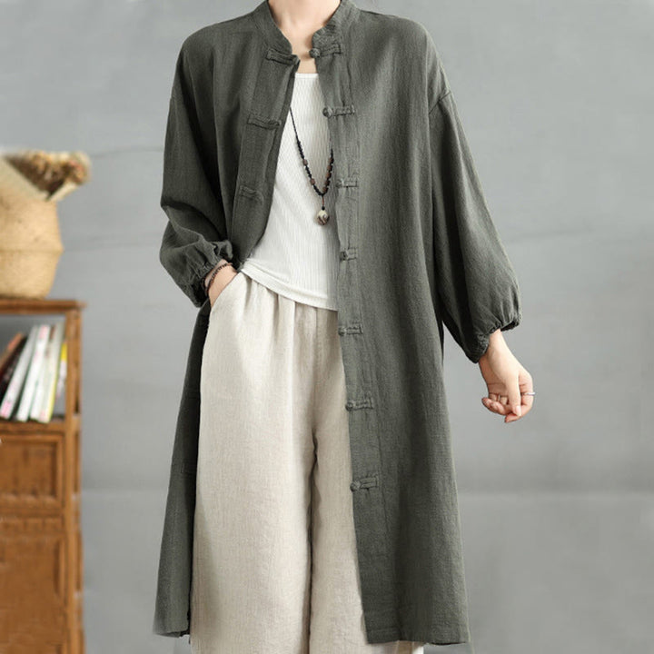 Manteau femme décontracté à boutons brandebourg et poches, motif Buddha Stones - image 6