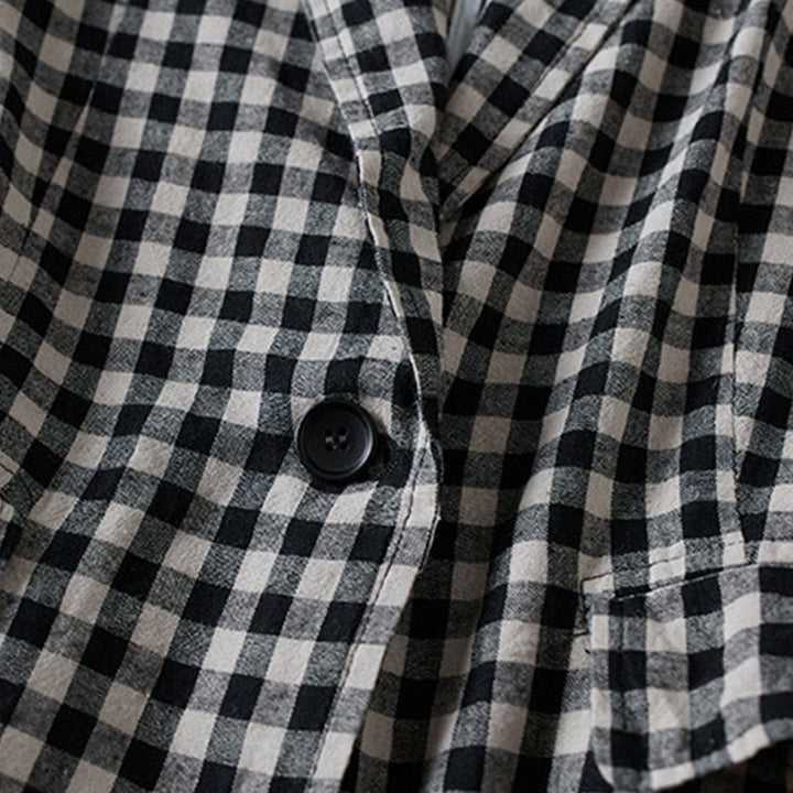 Veste à carreaux Buddha Stones Commute pour femme, en coton, à manches longues et poches - image 9