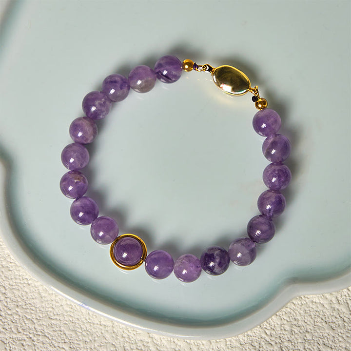 Bracelet en perles d'améthyste naturelle Buddha Stones , équilibre, soulagement du stress - image 2