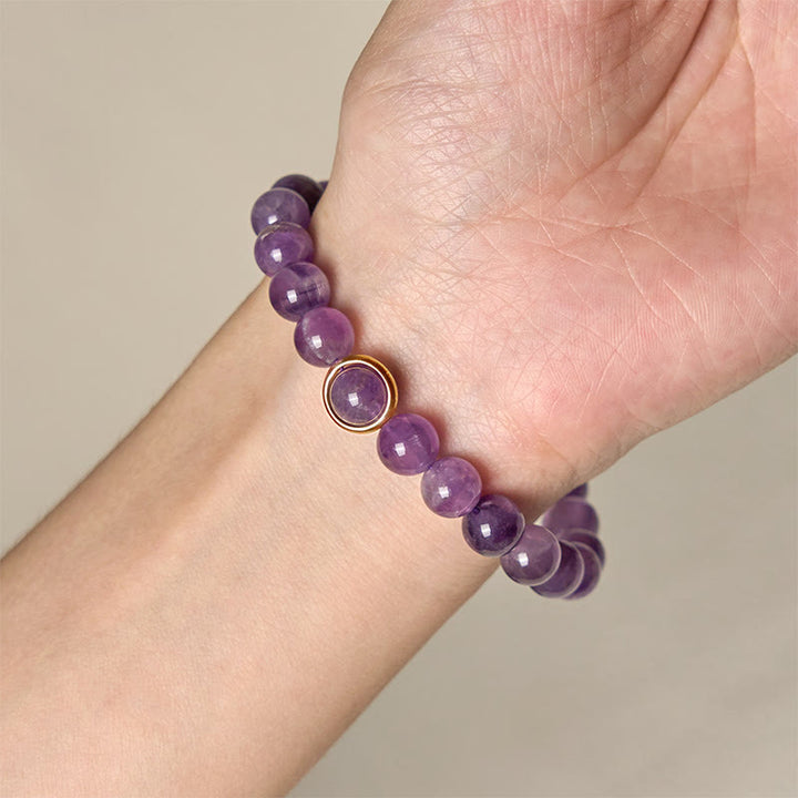 Bracelet en perles d'améthyste naturelle Buddha Stones , équilibre, soulagement du stress - image 4