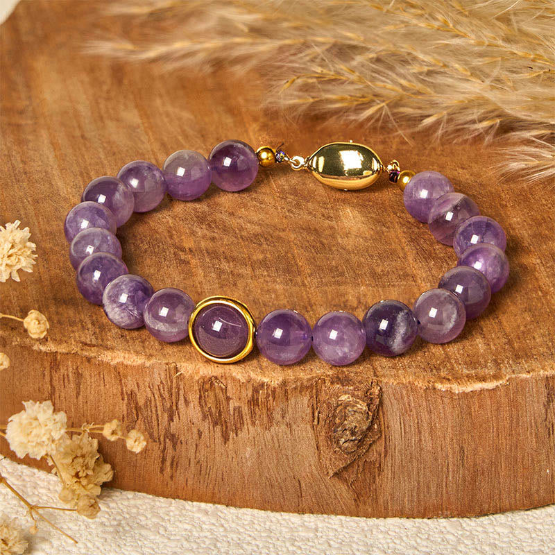 Bracelet en perles d'améthyste naturelle Buddha Stones , équilibre, soulagement du stress - image 1