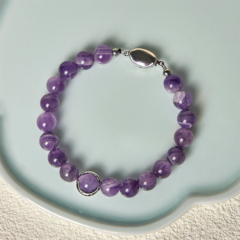 Bracelet en perles d'améthyste naturelle Buddha Stones , équilibre, soulagement du stress - image 9