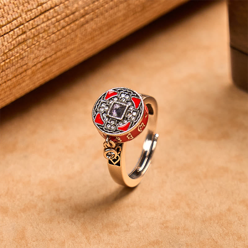 Bague de richesse rotative en cuivre avec roue de prière et Buddha Stones Om Mani Padme Hum - Cuivre (Richesse ♥ Chance) - image 0