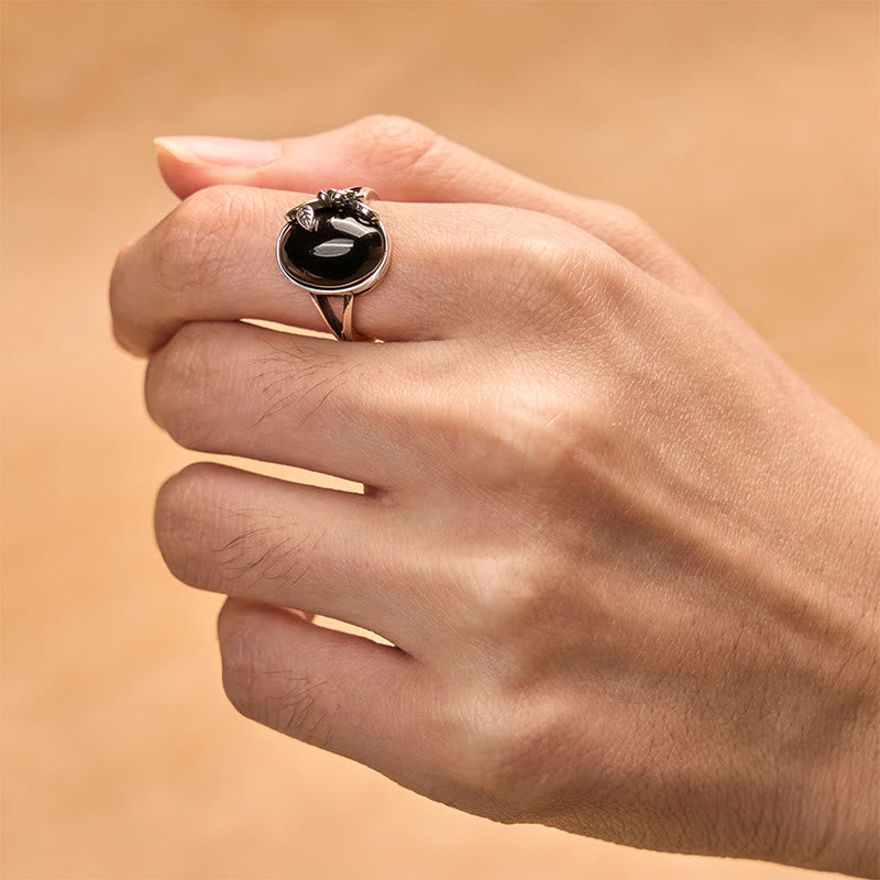 Bague ajustable en cuivre avec fleur de rose et Buddha Stones - image 4