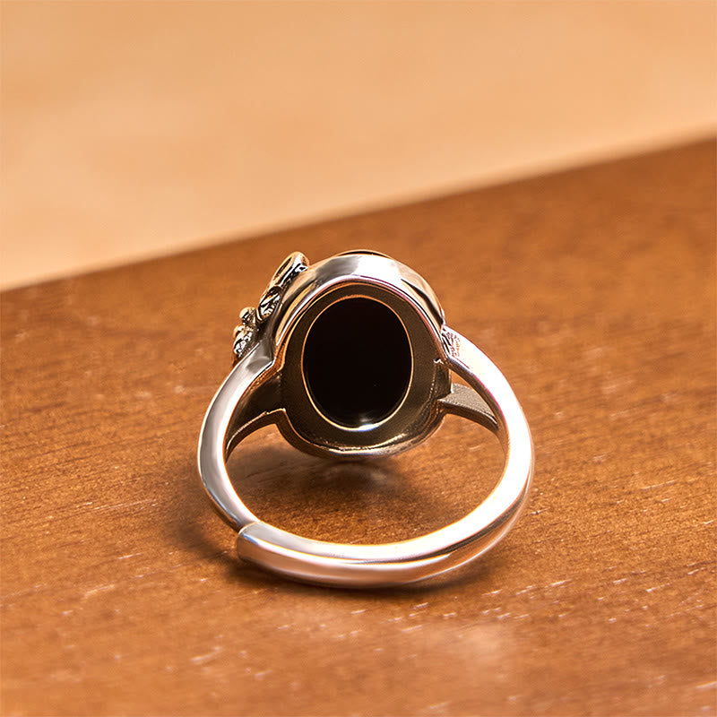 Bague ajustable en cuivre avec fleur de rose et Buddha Stones - image 3