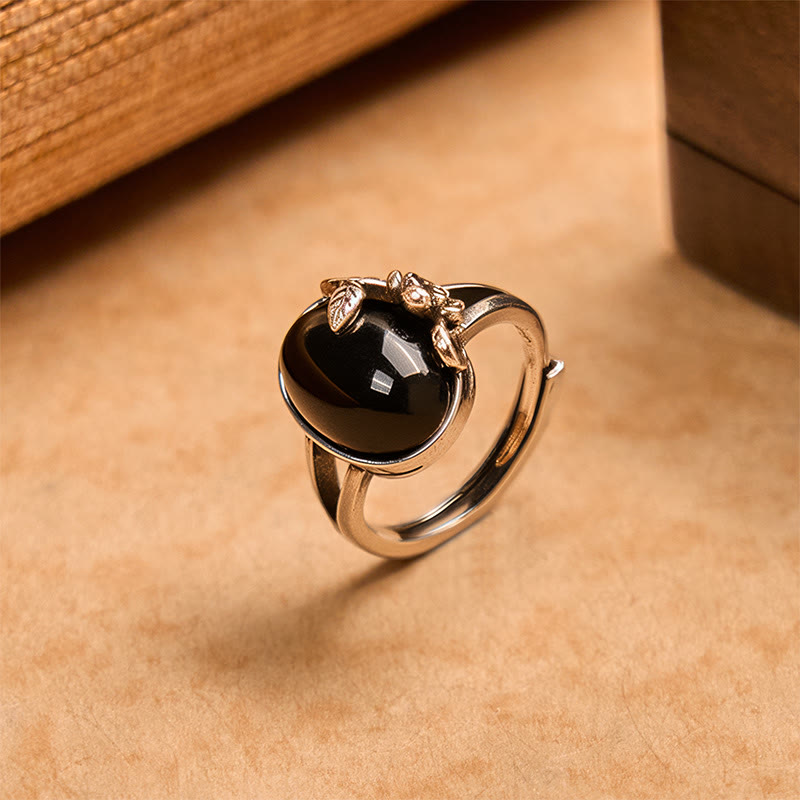 Bague ajustable en cuivre avec fleur de rose et Buddha Stones - Rose cuivrée - image 0