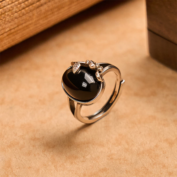 Bague ajustable en cuivre avec fleur de rose et Buddha Stones - Rose cuivrée - image 0