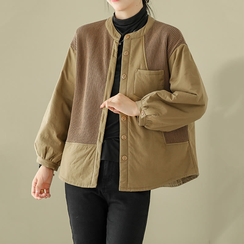 Veste à manches longues en coton pour femme avec poche et motif patchwork uni Buddha Stones - image 2