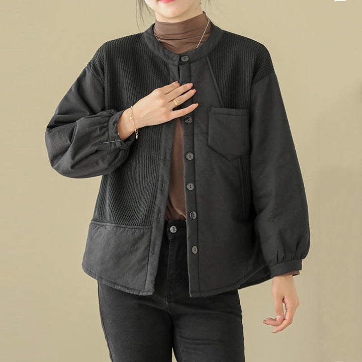 Veste à manches longues en coton pour femme avec poche et motif patchwork uni Buddha Stones - image 13