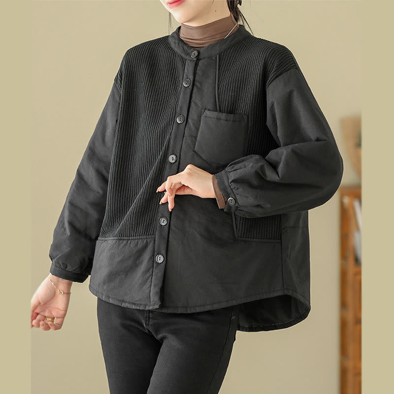 Veste à manches longues en coton pour femme avec poche et motif patchwork uni Buddha Stones - image 11