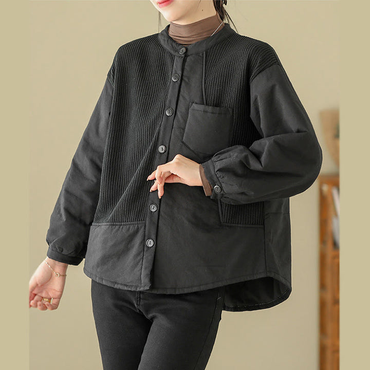 Veste à manches longues en coton pour femme avec poche et motif patchwork uni Buddha Stones - image 11
