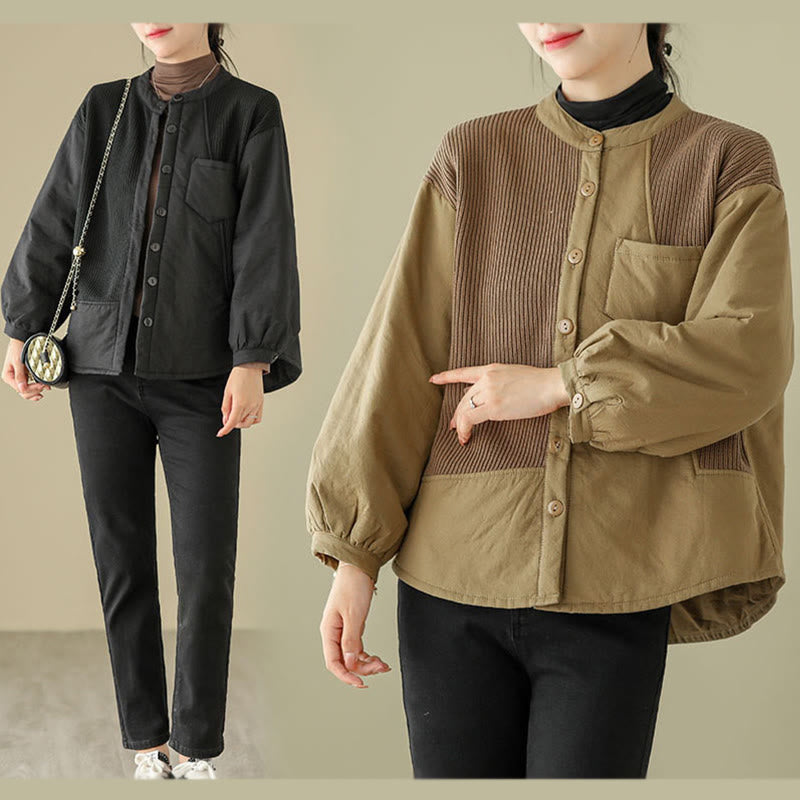 Veste à manches longues en coton pour femme avec poche et motif patchwork uni Buddha Stones - image 15