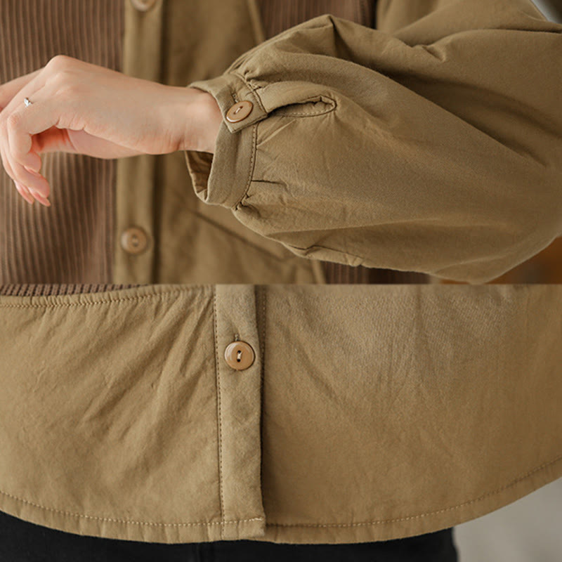 Veste à manches longues en coton pour femme avec poche et motif patchwork uni Buddha Stones - image 7