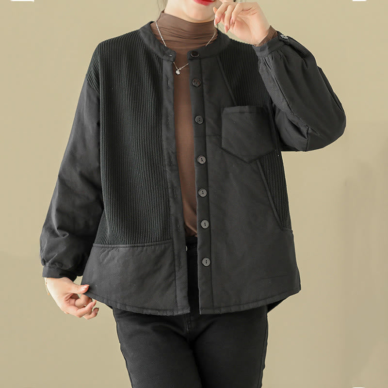 Veste à manches longues en coton pour femme avec poche et motif patchwork uni Buddha Stones - image 12