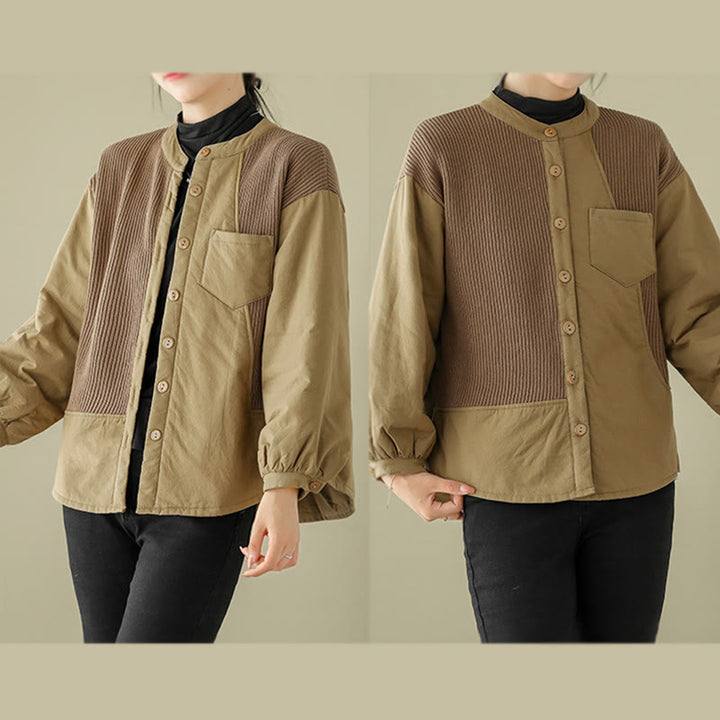 Veste à manches longues en coton pour femme avec poche et motif patchwork uni Buddha Stones - image 8