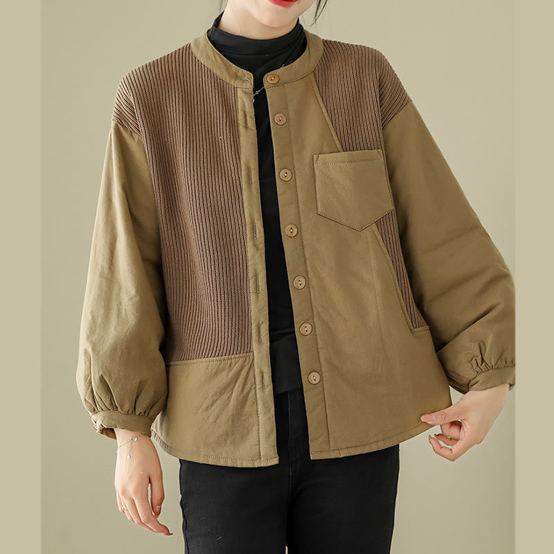 Veste à manches longues en coton pour femme avec poche et motif patchwork uni Buddha Stones - image 5