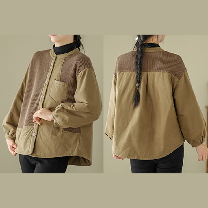 Veste à manches longues en coton pour femme avec poche et motif patchwork uni Buddha Stones - image 9