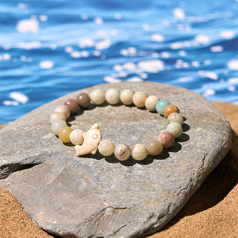 Bracelet d'équilibre spirituel en pierres naturelles de Buddha Stones et dauphin - image 10