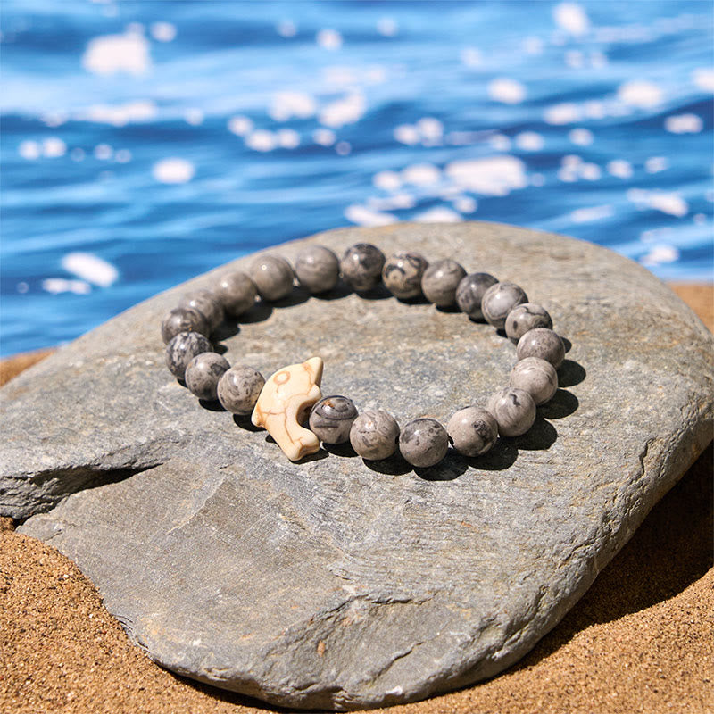Bracelet d'équilibre spirituel en pierres naturelles de Buddha Stones et dauphin - image 18