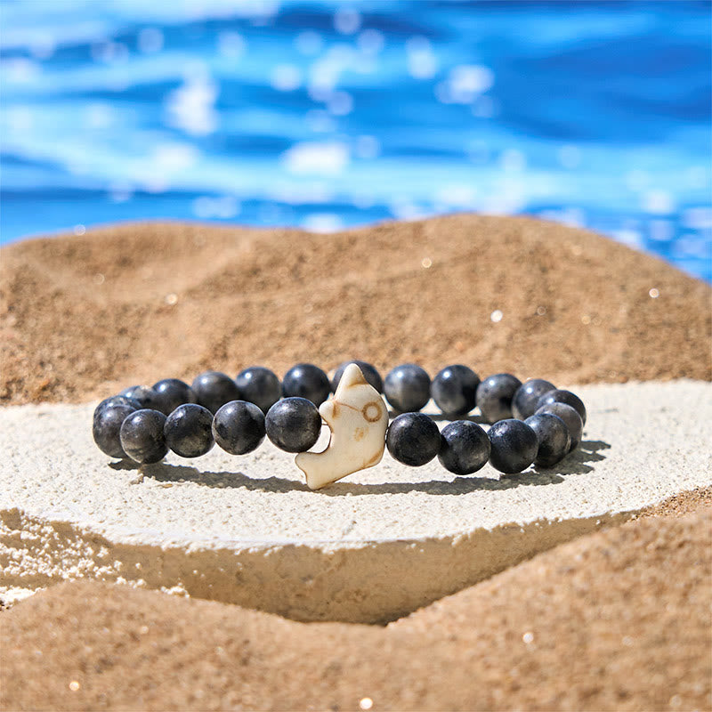 Bracelet d'équilibre spirituel en pierres naturelles de Buddha Stones et dauphin - Pierre scintillante noire (tour de poignet : 15-18 cm) - image 20