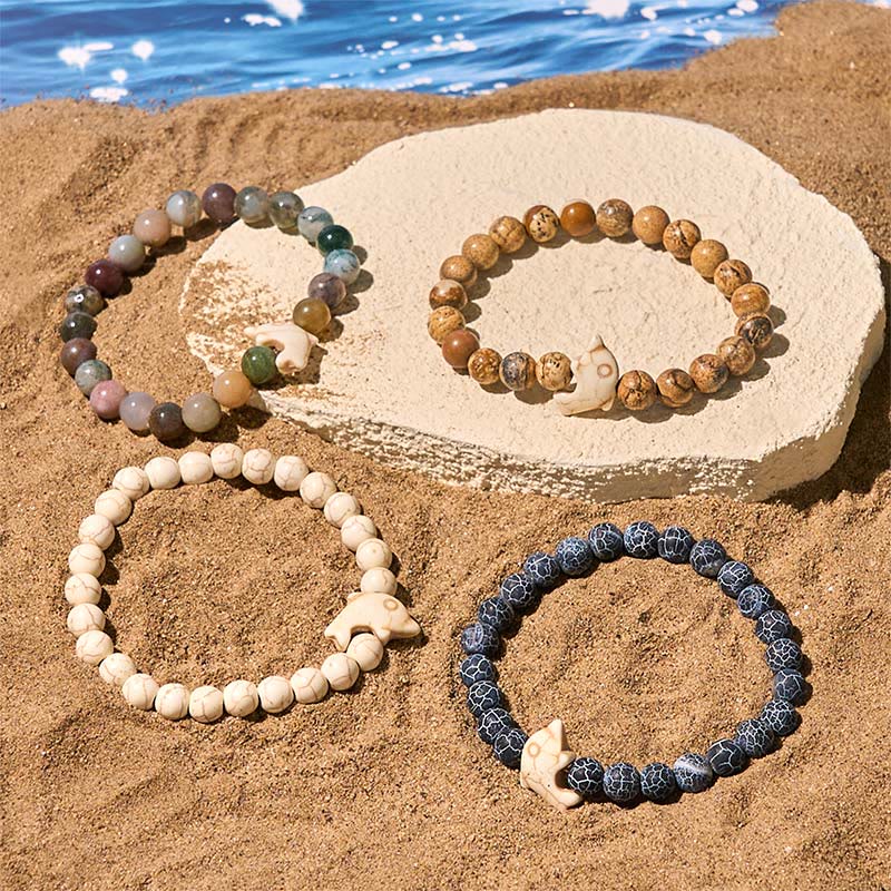 Bracelet d'équilibre spirituel en pierres naturelles de Buddha Stones et dauphin - image 33