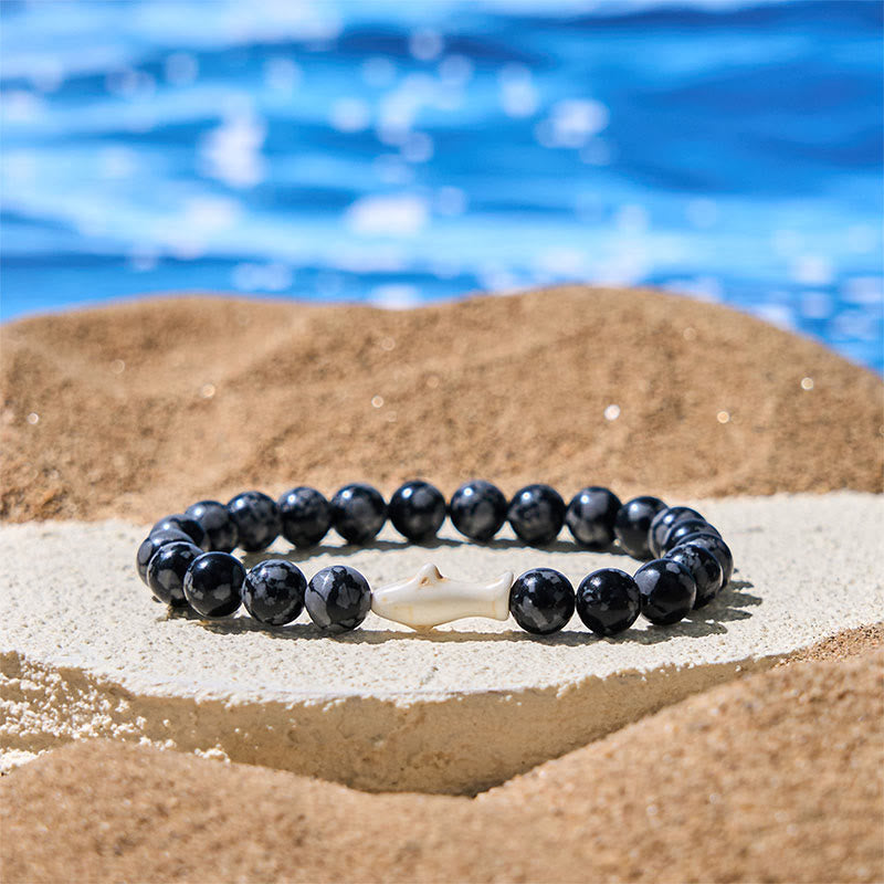 Bracelet de sagesse en pierre d'agate naturelle de Buddha Stones - Agate grise (tour de poignet : 15-18 cm) - image 0